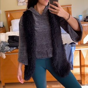 LF Black Faux Fur Vest